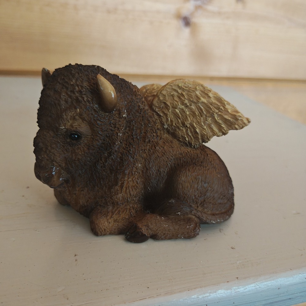 Vintage 1996 Stone Critters Angel Buffalo Wild Wings‎ Figurine Winged 4" SC-878